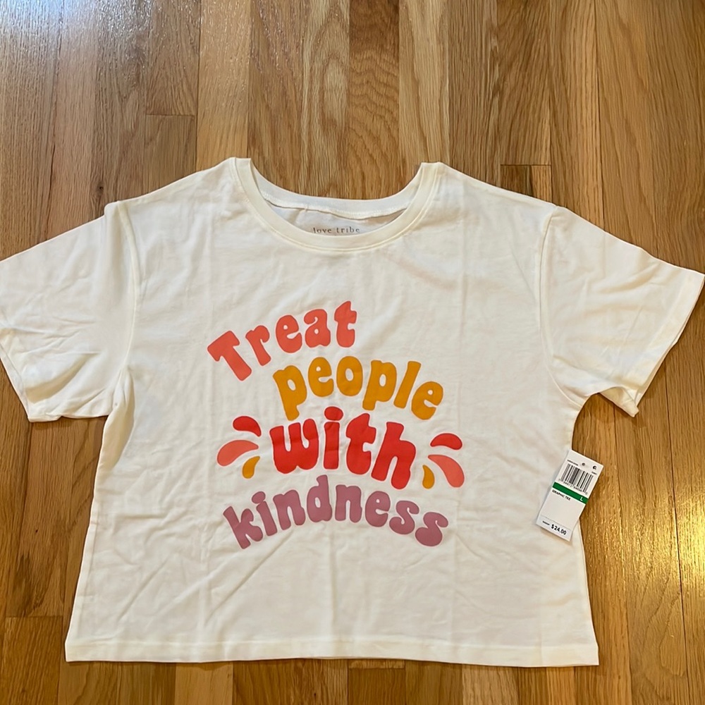 NWT Love Tribe Sz. Large Cropped Boxy Tee